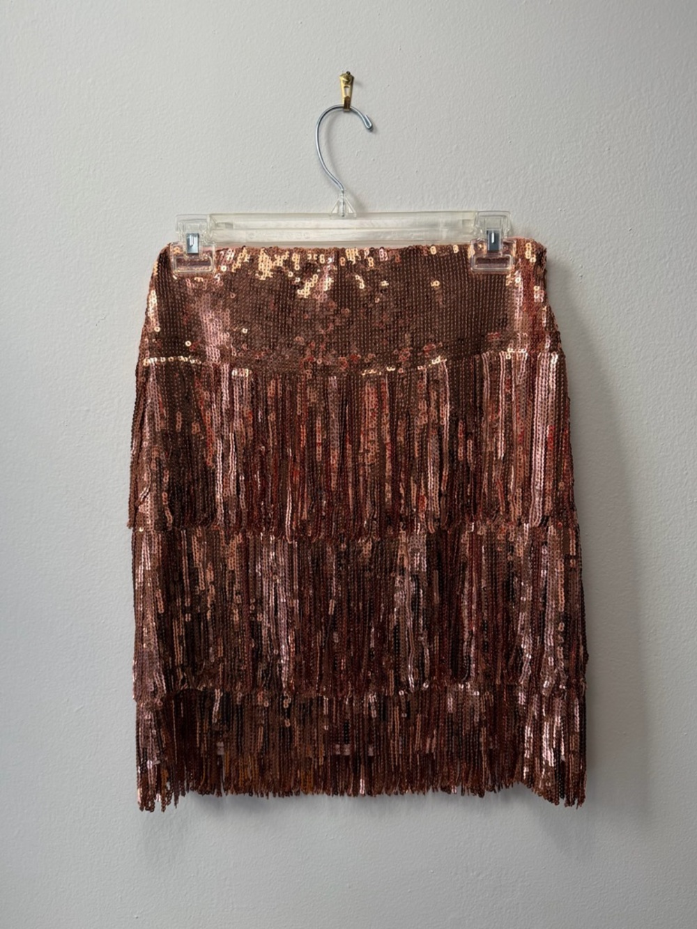 Anthropologie Rose Gold Sequin Mini Skirt